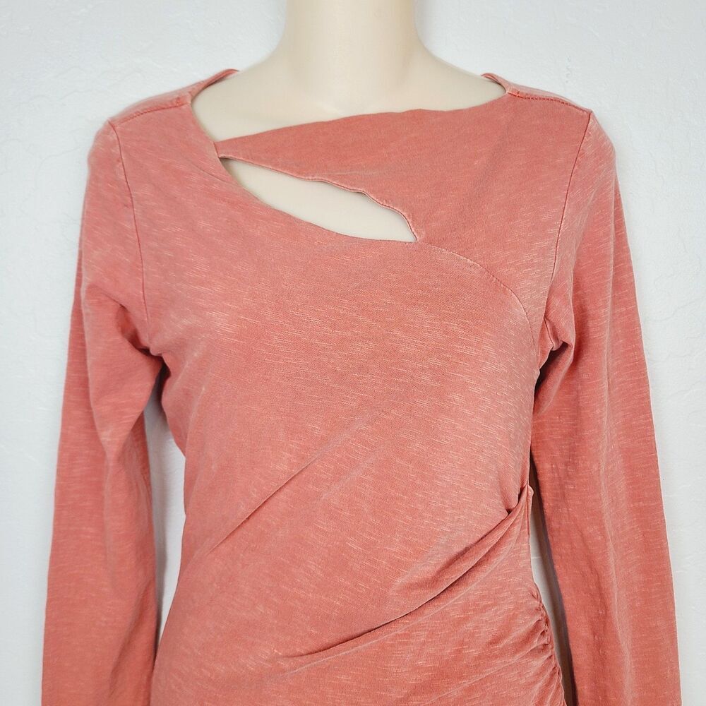 Sundry Draped Cutout Midi Dress In Pigmant Tandoori 1 (S) Orange Knit Midi - Picture 3 of 10